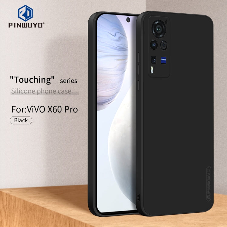For vivo X60 Pro PINWUYO Touching Series Liquid Silicone TPU Shockproof Case(Black)