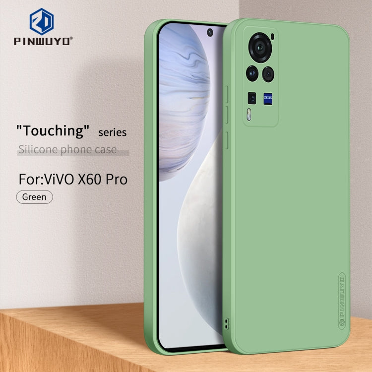 For vivo X60 Pro PINWUYO Touching Series Liquid Silicone TPU Shockproof Case(Green)