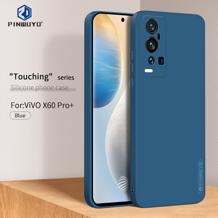 For vivo X60 Pro+ PINWUYO Touching Series Liquid Silicone TPU Shockproof Case(Blue)