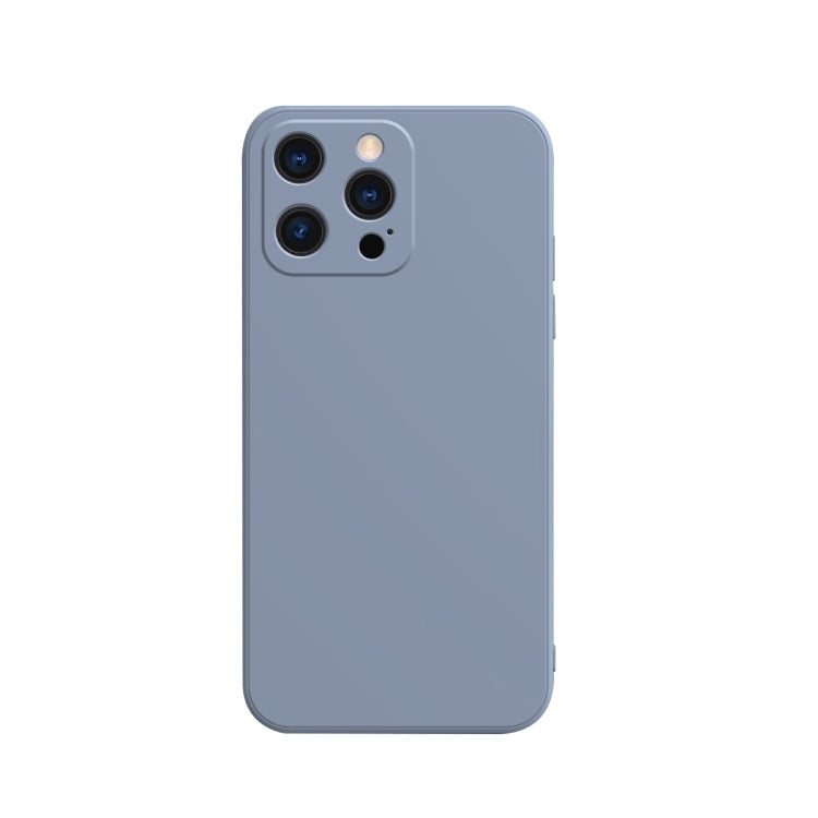 Solid Color Cube Straight Edge Liquid Silicone Lining Flannel Case, For iPhone 13 Pro Max, For iPhone 13