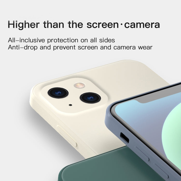 Solid Color Cube Straight Edge Liquid Silicone Lining Flannel Case, For iPhone 13 Pro Max, For iPhone 13