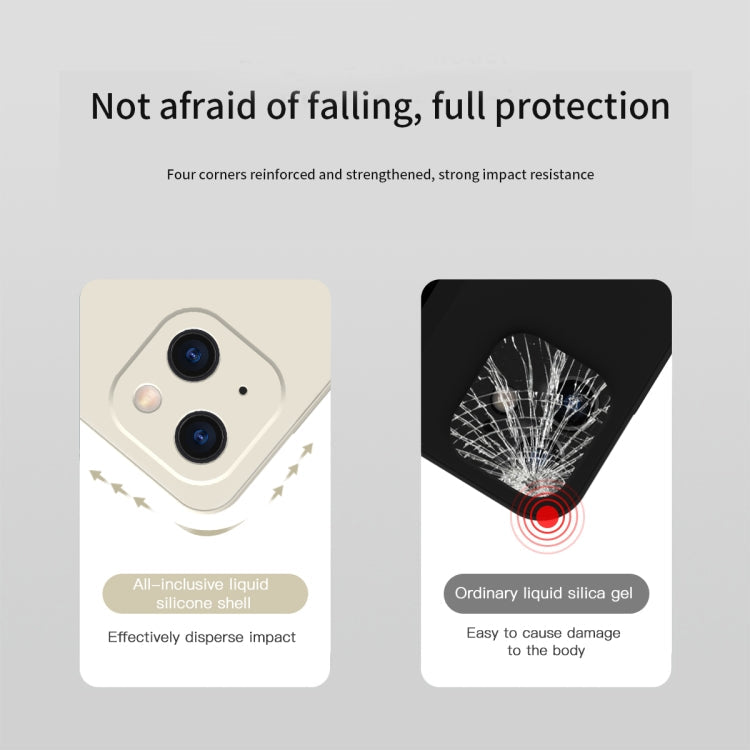 Solid Color Cube Straight Edge Liquid Silicone Lining Flannel Case, For iPhone 13 Pro Max, For iPhone 13