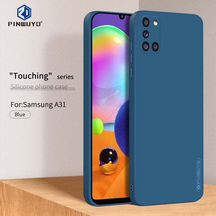 For Samsung Galaxy A31 PINWUYO Touching Series Liquid Silicone TPU Shockproof Case(Blue)