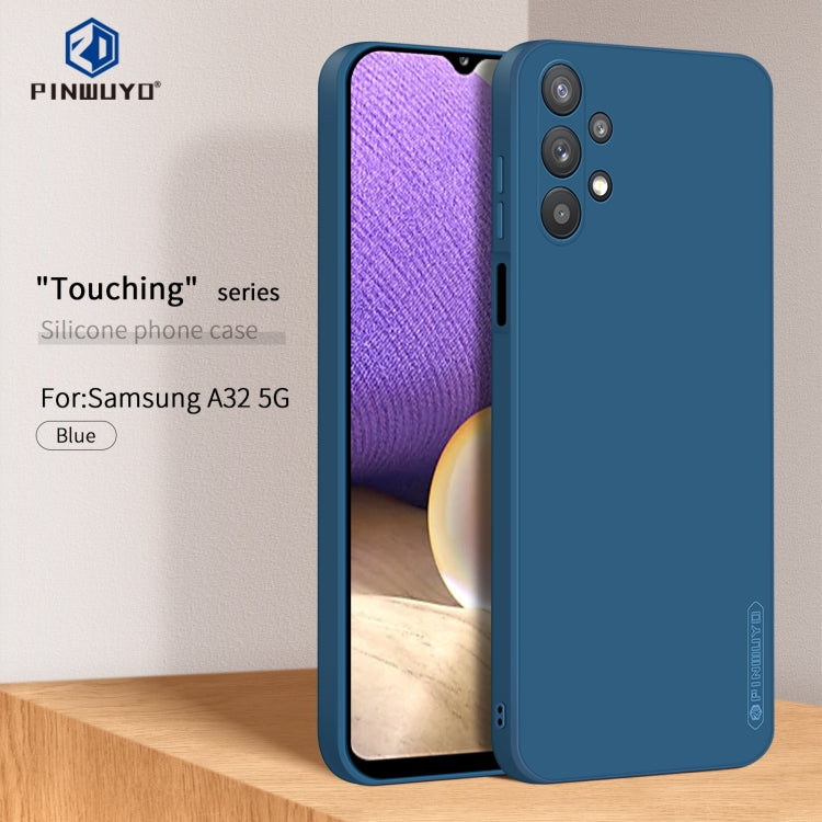 For Samsung Galaxy A32 5G PINWUYO Touching Series Liquid Silicone TPU Shockproof Case(Blue)