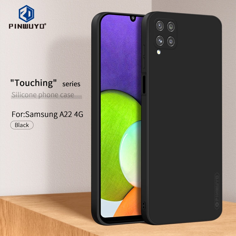 For Samsung Galaxy A22 4G / M22  / M32 PINWUYO Touching Series Liquid Silicone TPU Shockproof Case(Black)