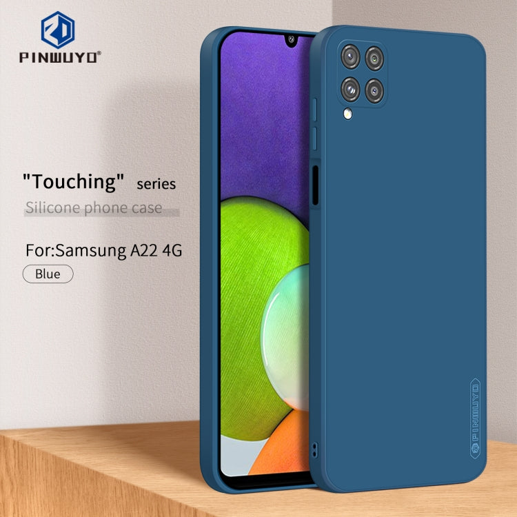 For Samsung Galaxy A22 4G / M22  / M32 PINWUYO Touching Series Liquid Silicone TPU Shockproof Case(Blue)