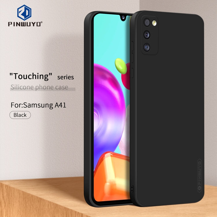 For Samsung Galaxy A41 PINWUYO Touching Series Liquid Silicone TPU Shockproof Case(Black)