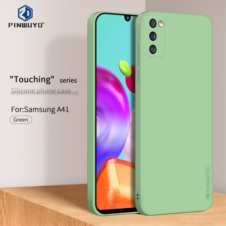 For Samsung Galaxy A41 PINWUYO Touching Series Liquid Silicone TPU Shockproof Case(Green)
