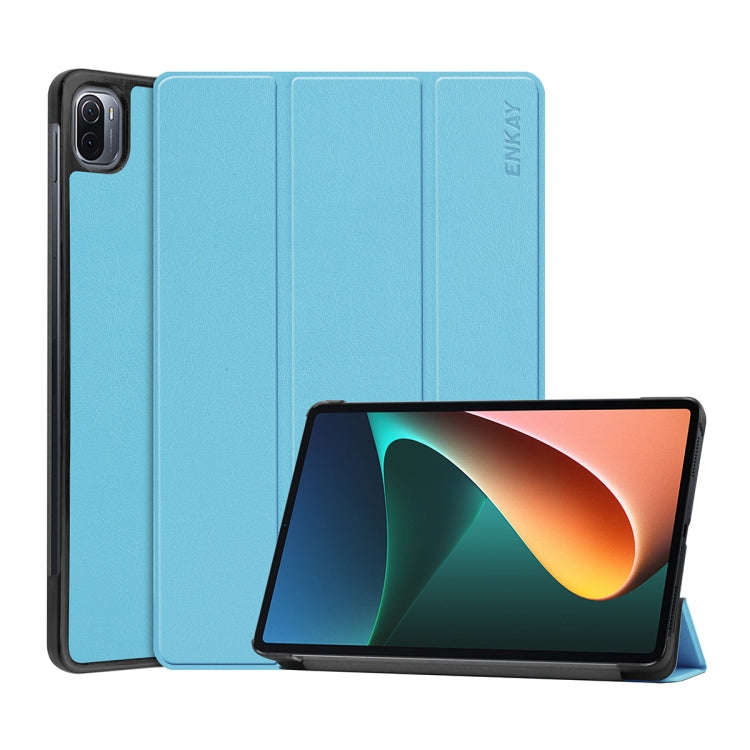 For Xiaomi Mi Pad 5 / 5 Pro ENKAY Custer Texture Horizontal Flip PU+PC Leather Case with Three-folding Holder & Sleep / Wake-up Function, For Xiaomi Mi Pad 5 / 5 Pro