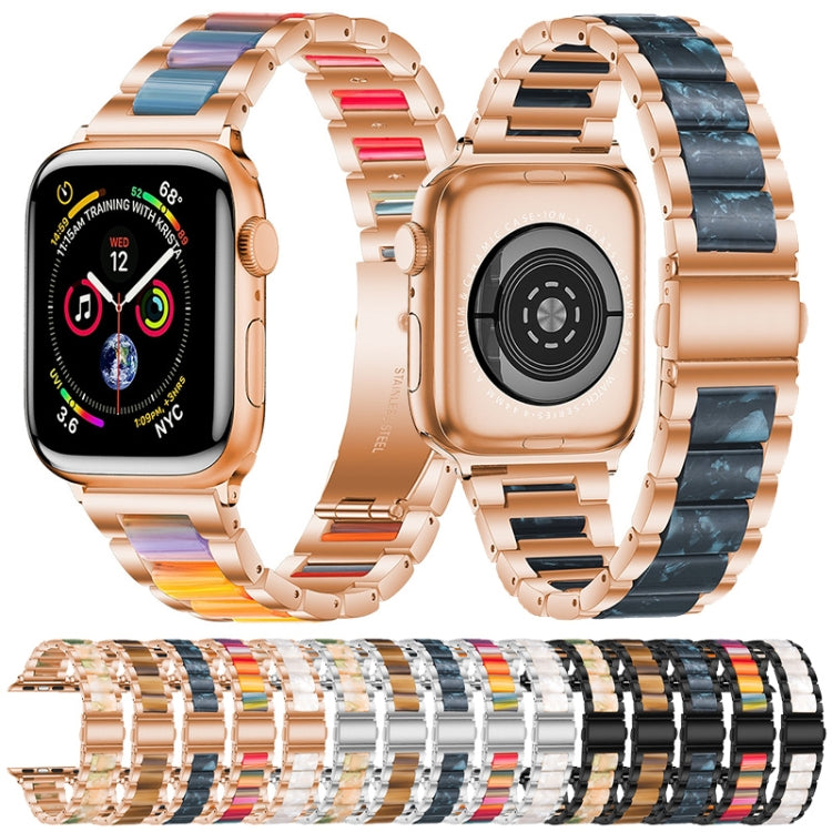 Metal + Resin Watchband For Apple Watch Series, 7 41mm / 6&SE&5&4 40mm / 3&2&1 38mm
