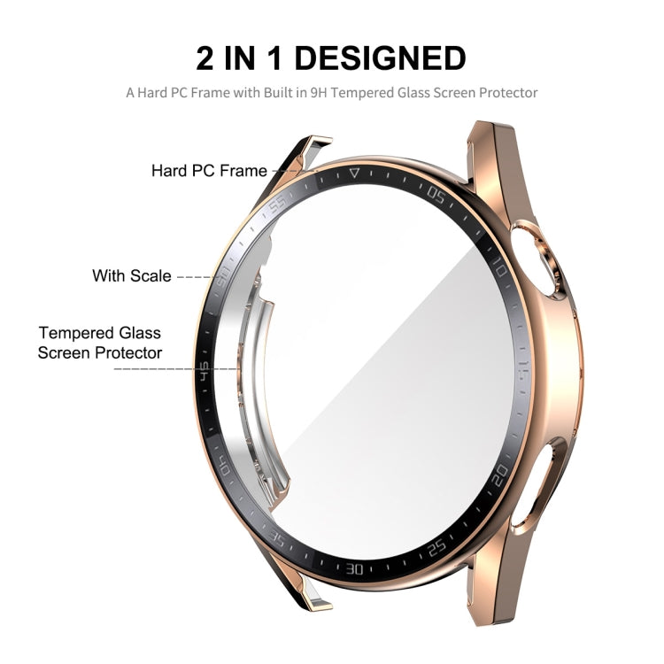 For Huawei Watch GT 3 46mm ENKAY PC Frame + Tempered Glass Protector Case With Scale(Rose Gold)