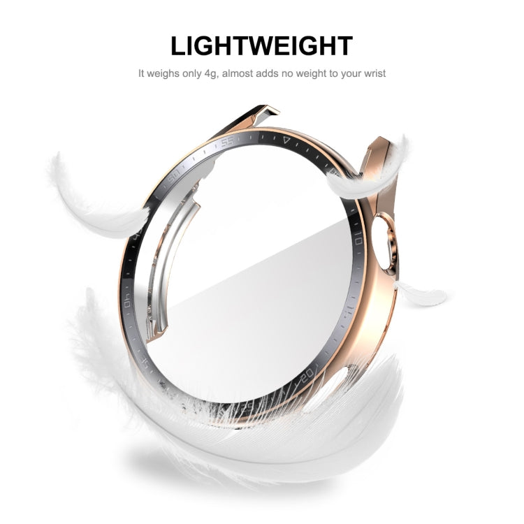 For Huawei Watch GT 3 46mm ENKAY PC Frame + Tempered Glass Protector Case With Scale(Rose Gold)