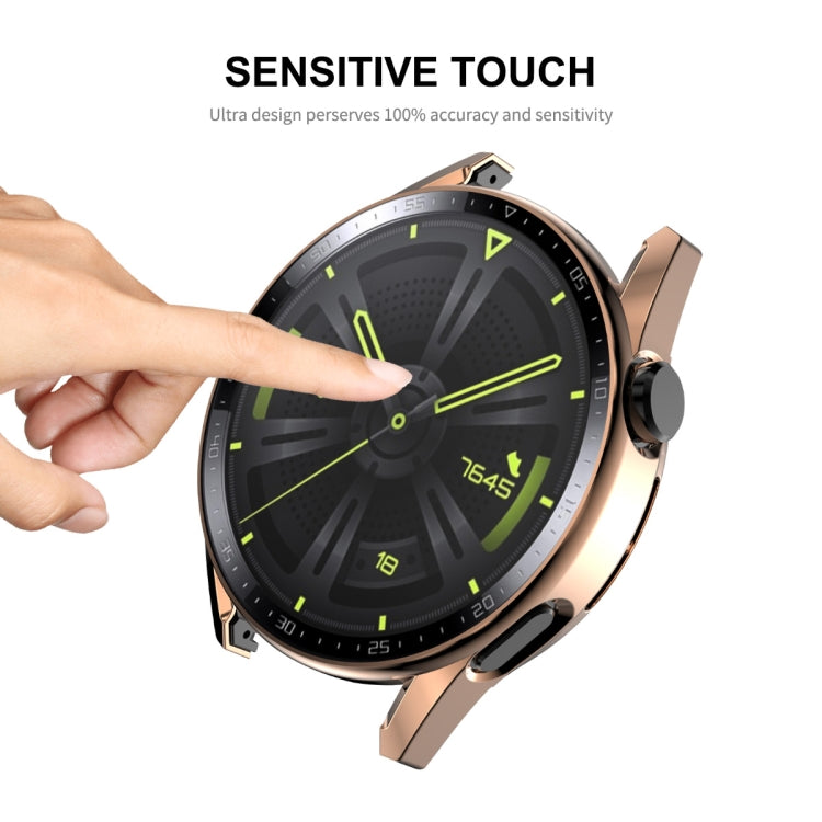 For Huawei Watch GT 3 46mm ENKAY PC Frame + Tempered Glass Protector Case With Scale(Rose Gold)
