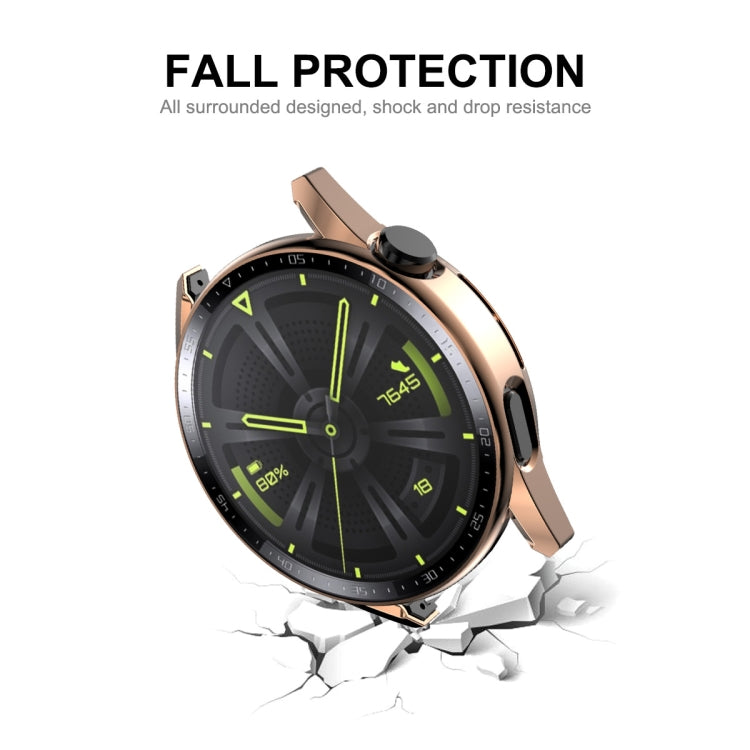 For Huawei Watch GT 3 46mm ENKAY PC Frame + Tempered Glass Protector Case With Scale(Rose Gold)