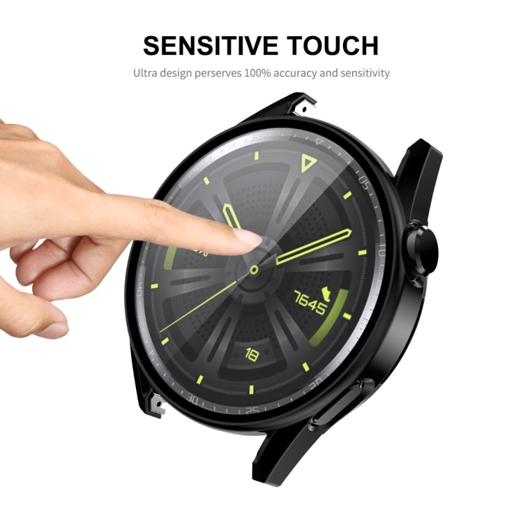 For Huawei Watch GT 3 46mm ENKAY Matte PC Frame + Tempered Glass Protector Case(Black)