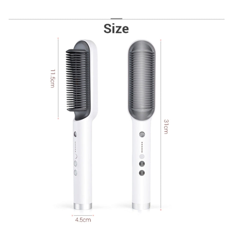 K-SKIN KD380 Hair Straightener Electric Straight Hair Curler Comb Brush PTC Heating Ceramic Straight Hair Brush, EU Plug(Black)