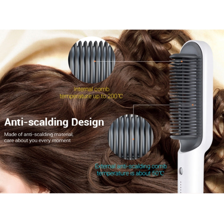 K-SKIN KD380 Hair Straightener Electric Straight Hair Curler Comb Brush PTC Heating Ceramic Straight Hair Brush, EU Plug(Black)