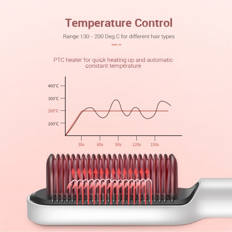 K-SKIN KD380 Hair Straightener Electric Straight Hair Curler Comb Brush PTC Heating Ceramic Straight Hair Brush, EU Plug(Black)