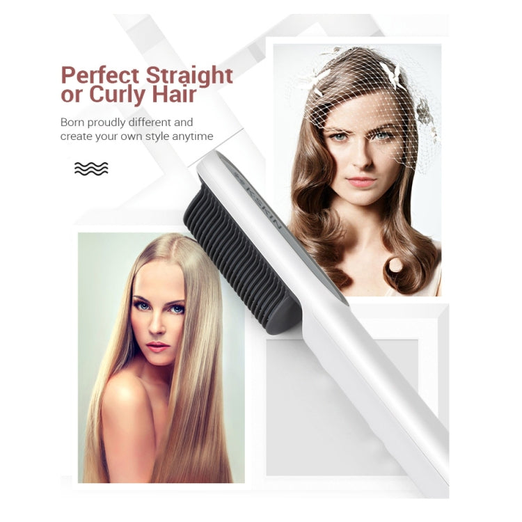 K-SKIN KD380 Hair Straightener Electric Straight Hair Curler Comb Brush PTC Heating Ceramic Straight Hair Brush, EU Plug(Black)