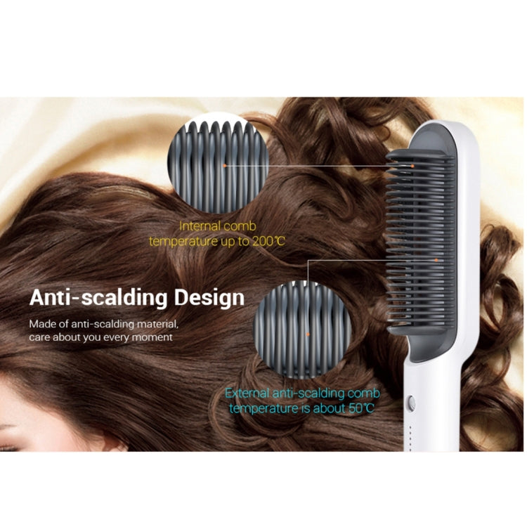 K-SKIN KD380 Hair Straightener Electric Straight Hair Curler Comb Brush PTC Heating Ceramic Straight Hair Brush, UK Plug (White)