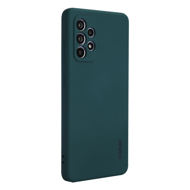 For Samsung Galaxy A52 5G ENKAY Liquid Silicone Soft Shockproof Phone Case(Dark Green)