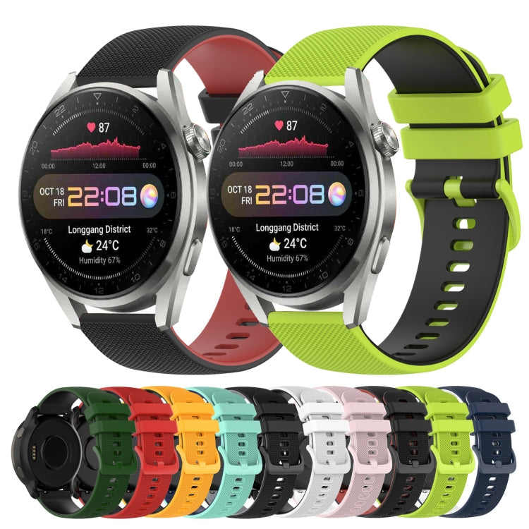 22mm Checkered Two-Color Silicone Watch Band, For Huawei Watch 3 Pro, For Huawei GT2 Pro