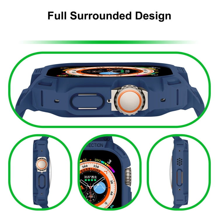 For Apple Watch Ultra 3 / 2 / 1 49mm JUNSUNMAY Integrated TPU Case Adjustable Elastic Watch Band(Purplish Red)