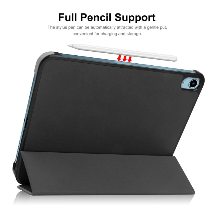 For iPad 2025 / 2022 ENKAY Tri-fold Custer Texture Leather Stand Smart Case(Dark Green)