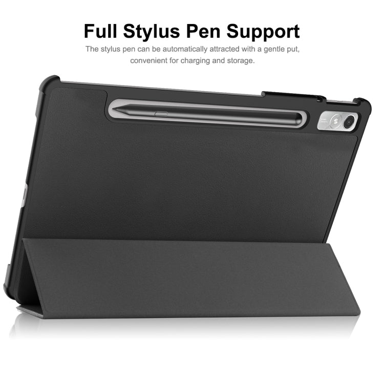 For Lenovo Tab P11 Pro Gen2 11.2 inch 2022 ENKAY Tri-fold Custer Texture Leather Stand Smart Case(Dark Green)