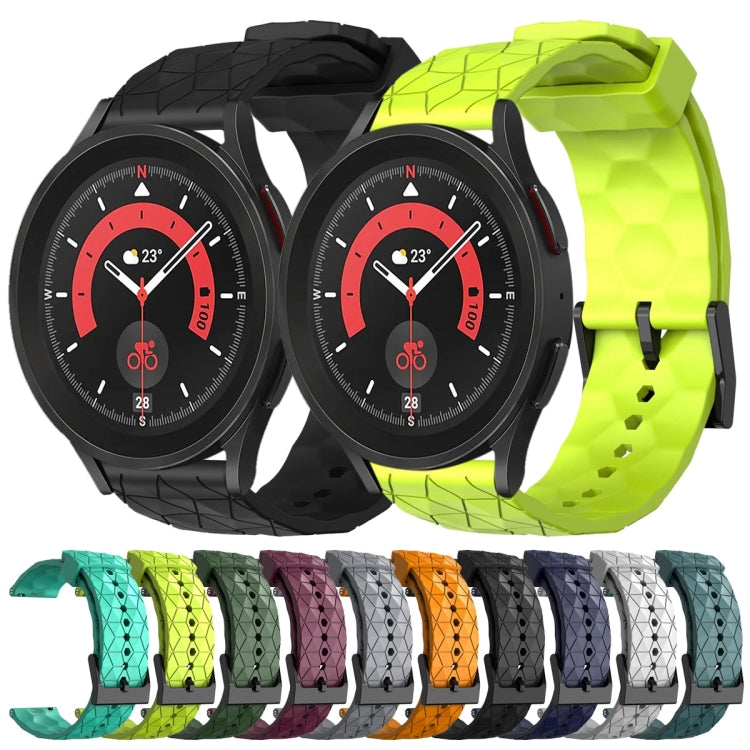 20mm Football Pattern Solid Color Silicone Watch Band, For Samsung Galaxy Watch 5 Pro 45mm, For Samsung Galaxy Watch 4 44mm