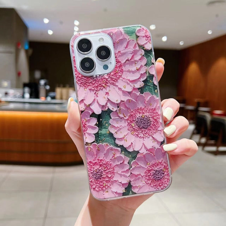 Gold Foil Oil Painting Epoxy TPU Phone Case, For iPhone 14 Pro Max, For iPhone 14 Plus, For iPhone 14 Pro, For iPhone 14