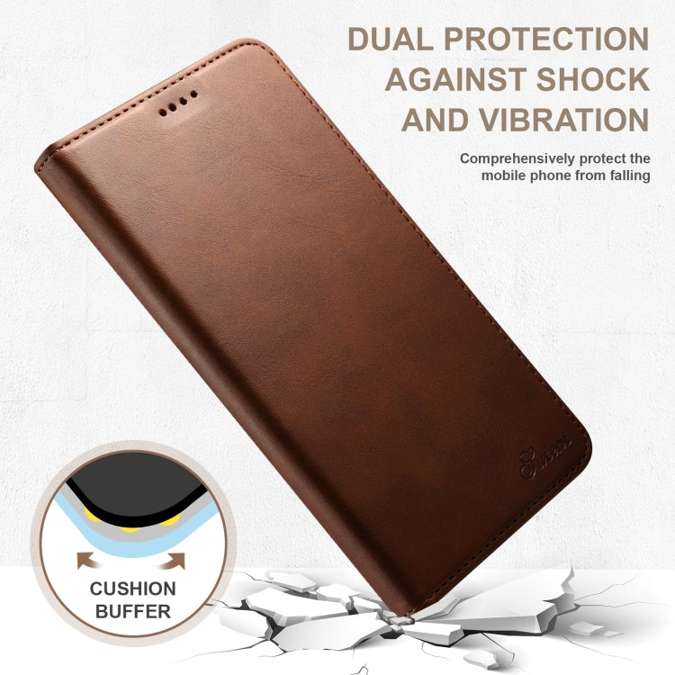 For Samsung Galaxy S23 5G Suteni Calf Texture Horizontal Flip Leather Phone Case(Brown)