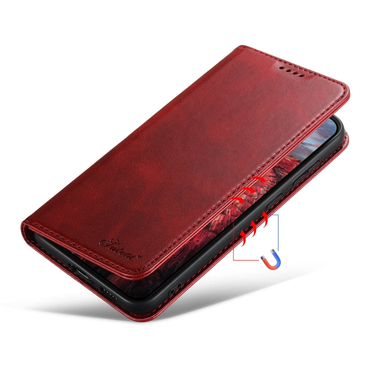 For Samsung Galaxy S23 5G Suteni Calf Texture Horizontal Flip Leather Phone Case(Red)