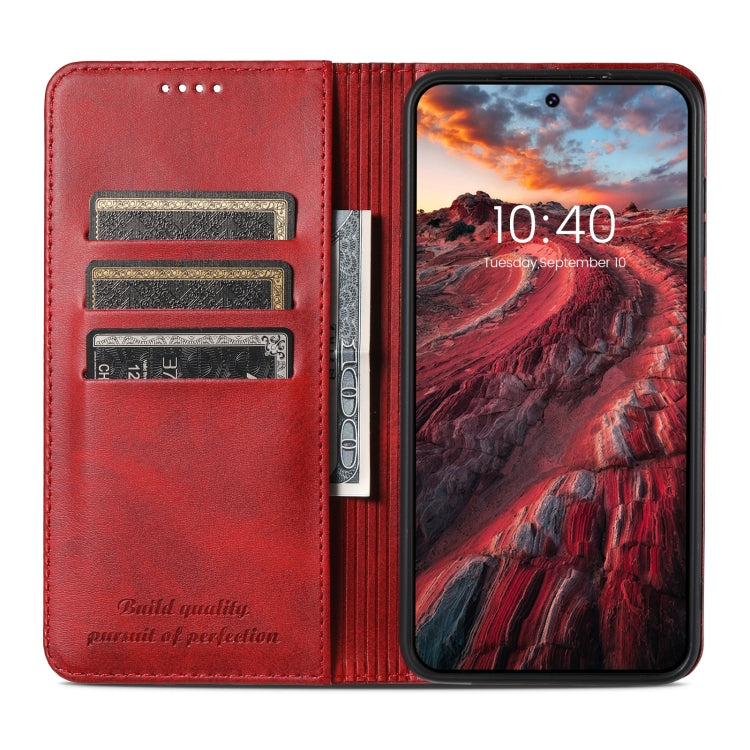 For Samsung Galaxy S23 5G Suteni Calf Texture Horizontal Flip Leather Phone Case(Red)