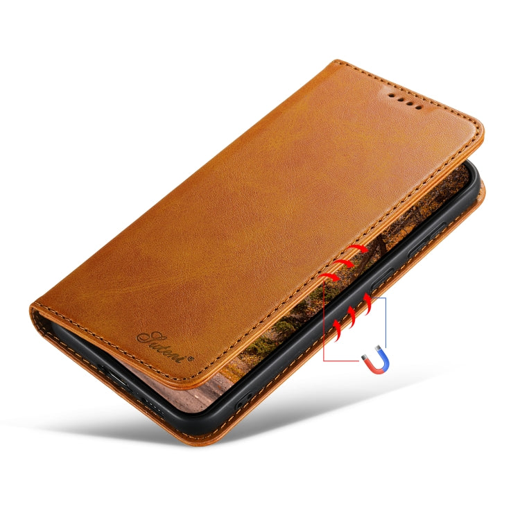 For Samsung Galaxy S23+ 5G Suteni Calf Texture Horizontal Flip Leather Phone Case(Khaki)