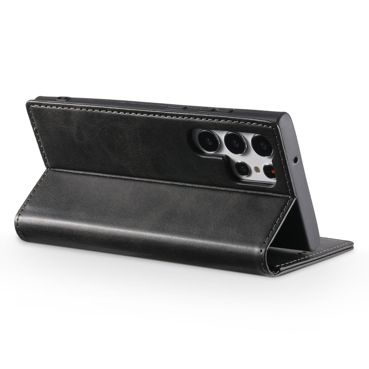 For Samsung Galaxy S23 Ultra 5G Suteni Calf Texture Horizontal Flip Leather Phone Case(Black)