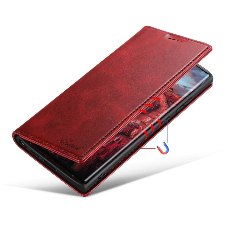For Samsung Galaxy S23 Ultra 5G Suteni Calf Texture Horizontal Flip Leather Phone Case(Red)