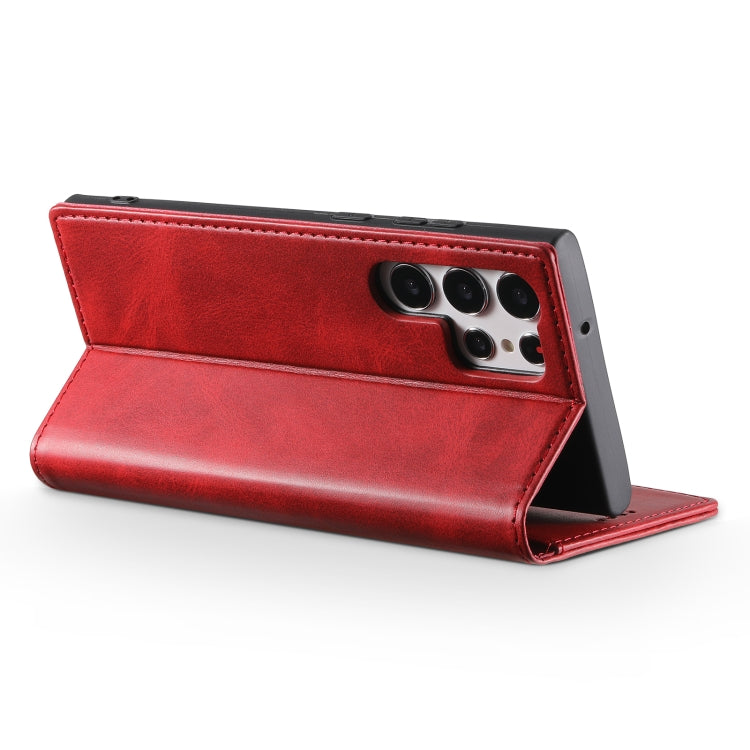 For Samsung Galaxy S23 Ultra 5G Suteni Calf Texture Horizontal Flip Leather Phone Case(Red)