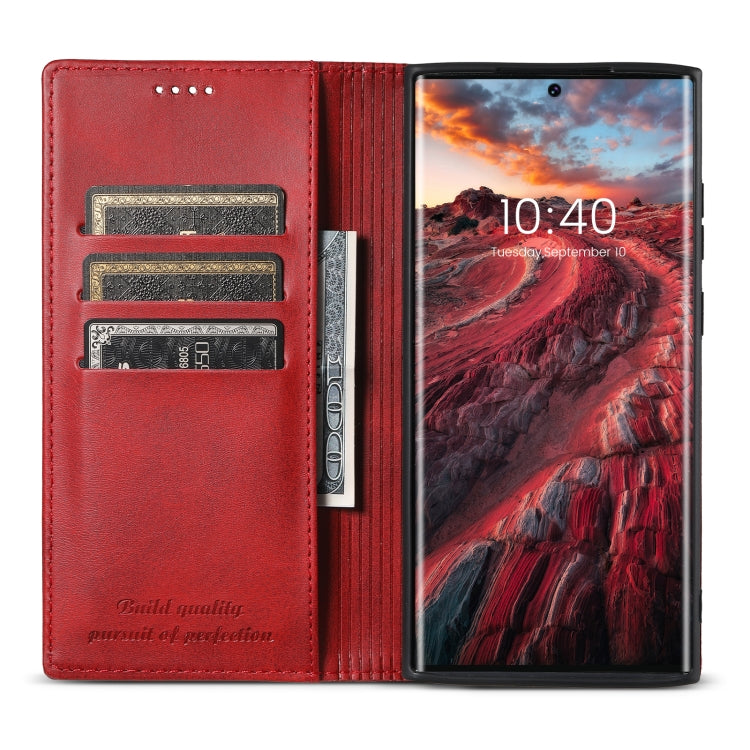 For Samsung Galaxy S23 Ultra 5G Suteni Calf Texture Horizontal Flip Leather Phone Case(Red)
