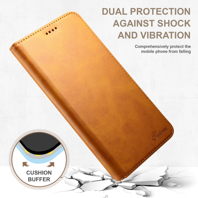For Samsung Galaxy S23 Ultra 5G Suteni Calf Texture Horizontal Flip Leather Phone Case(Khaki)