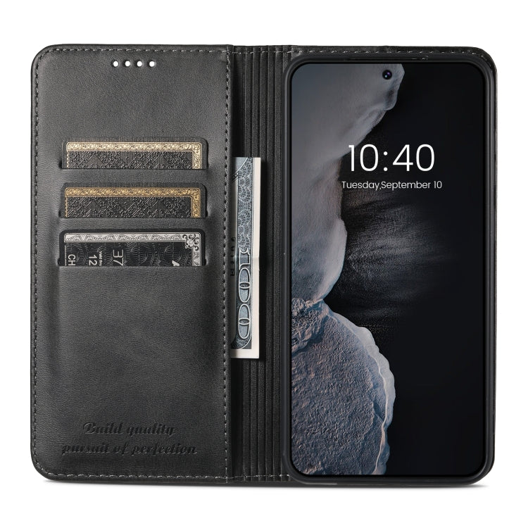 For Samsung Galaxy S24 Ultra 5G Suteni Calf Texture Horizontal Flip Leather Phone Case(Black)