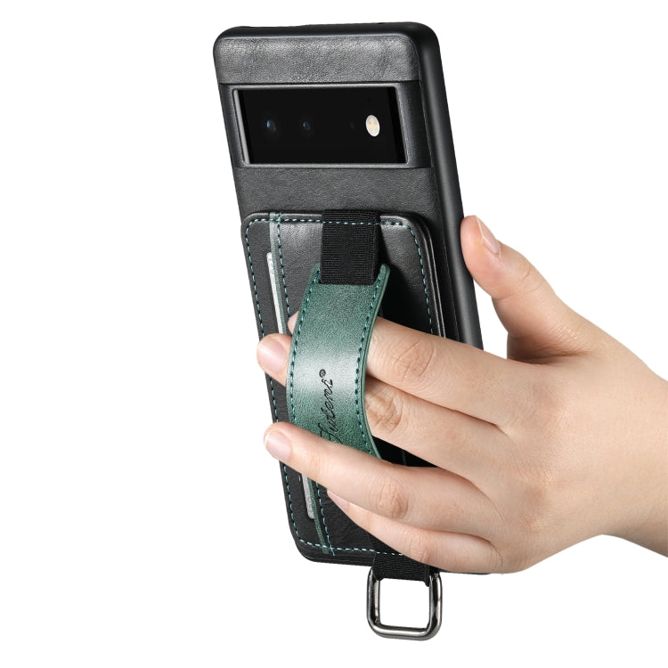 Suteni H13 Card Wallet Wrist Strap Holder PU Phone Case, For Googel Pixel 6, For Googel Pixel 6 Pro, For Googel Pixel 6a, For Googel Pixel 7 5G, For Googel Pixel 7 Pro 5G, For Googel Pixel 7a