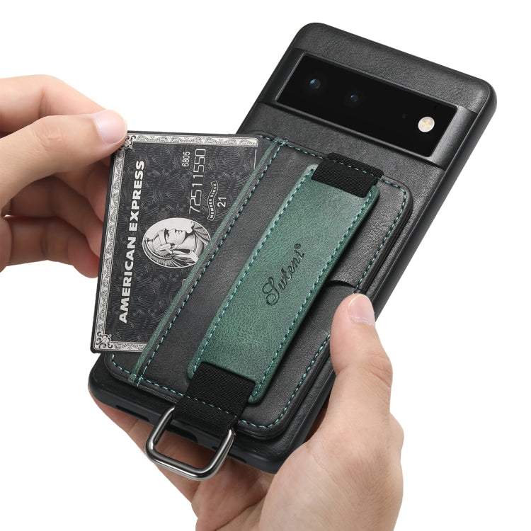 Suteni H13 Card Wallet Wrist Strap Holder PU Phone Case, For Googel Pixel 6, For Googel Pixel 6 Pro, For Googel Pixel 6a, For Googel Pixel 7 5G, For Googel Pixel 7 Pro 5G, For Googel Pixel 7a