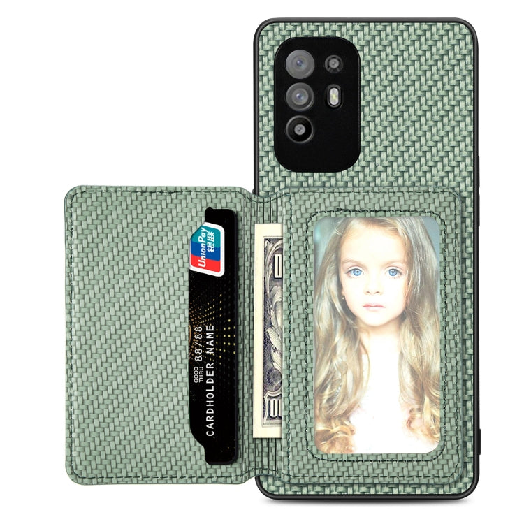 Carbon Fiber Magnetic Card Bag Phone Case, For OPPO A74 5G, For OPPO A78, For OPPO A94 5G, For OPPO Find X6 Pro