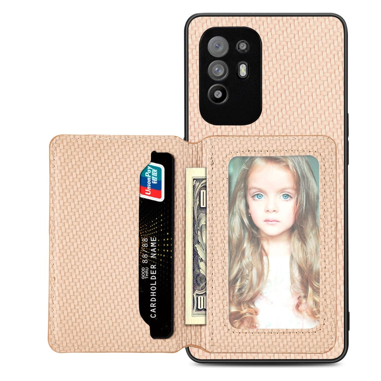 Carbon Fiber Magnetic Card Bag Phone Case, For OPPO A74 5G, For OPPO A78, For OPPO A94 5G, For OPPO Find X6 Pro