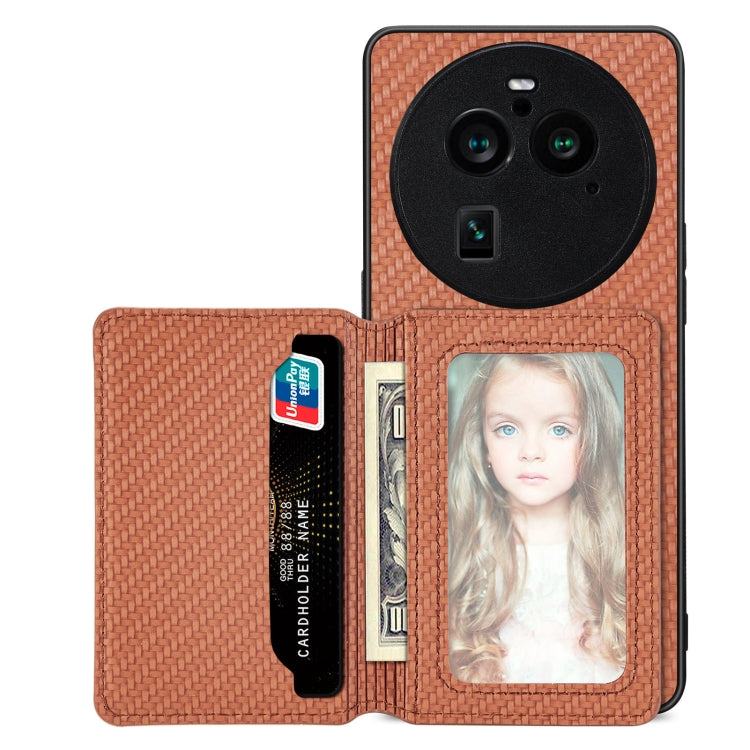 Carbon Fiber Magnetic Card Bag Phone Case, For OPPO A74 5G, For OPPO A78, For OPPO A94 5G, For OPPO Find X6 Pro