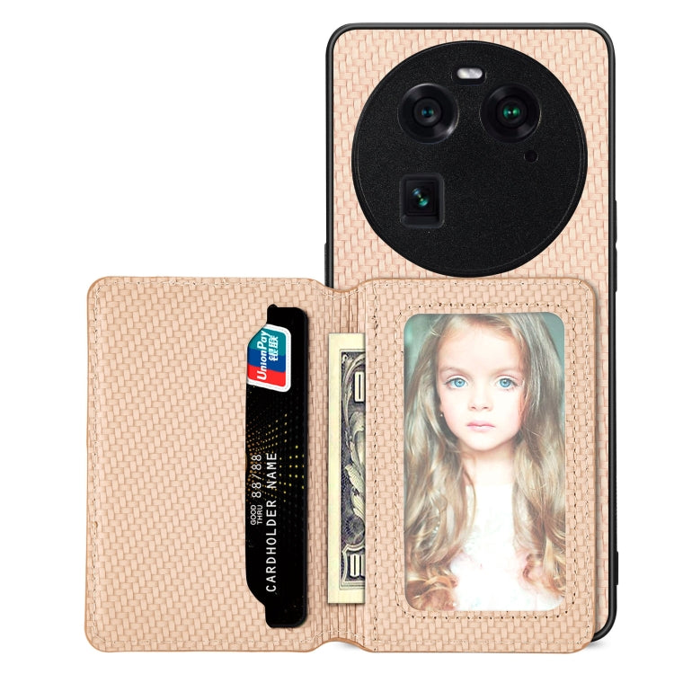 Carbon Fiber Magnetic Card Bag Phone Case, For OPPO Find X6, For OPPO Reno5 5G, For OPPO Reno7 5G, For OPPO Reno8 T 4G