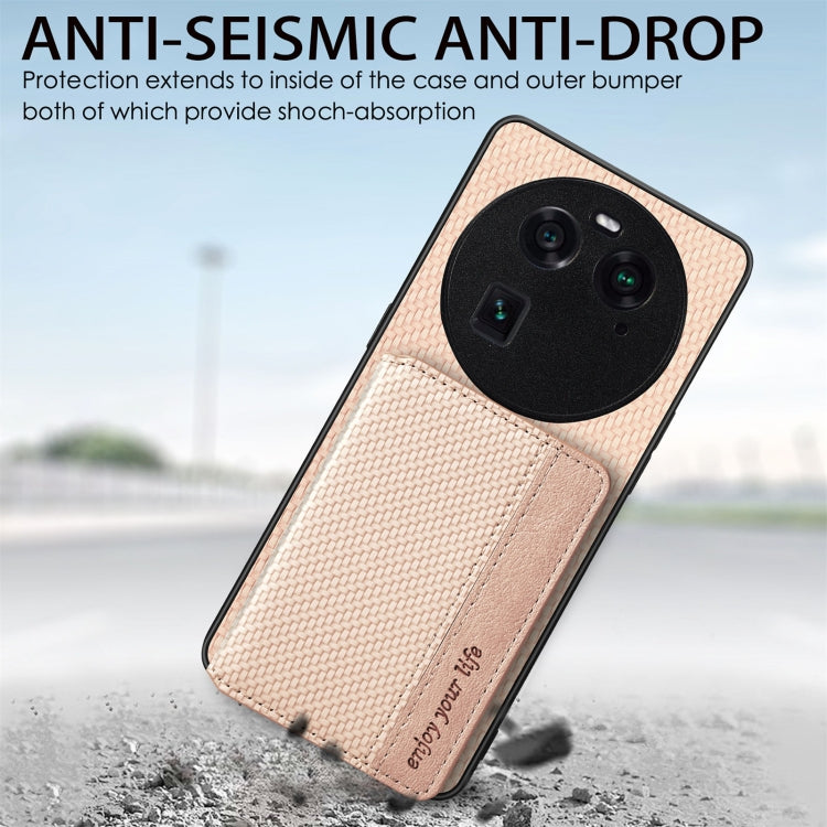 Carbon Fiber Magnetic Card Bag Phone Case, For OPPO Find X6, For OPPO Reno5 5G, For OPPO Reno7 5G, For OPPO Reno8 T 4G