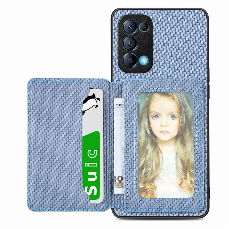 Carbon Fiber Magnetic Card Bag Phone Case, For OPPO Find X6, For OPPO Reno5 5G, For OPPO Reno7 5G, For OPPO Reno8 T 4G