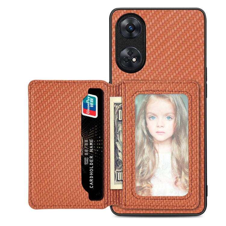 Carbon Fiber Magnetic Card Bag Phone Case, For OPPO Find X6, For OPPO Reno5 5G, For OPPO Reno7 5G, For OPPO Reno8 T 4G